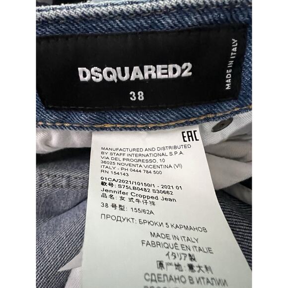 DSQUARED2 Jeans Womens Jennifer Cropped Low Rise‎ Blue Button Fly Size 38 4 6 - Picture 2 of 14
